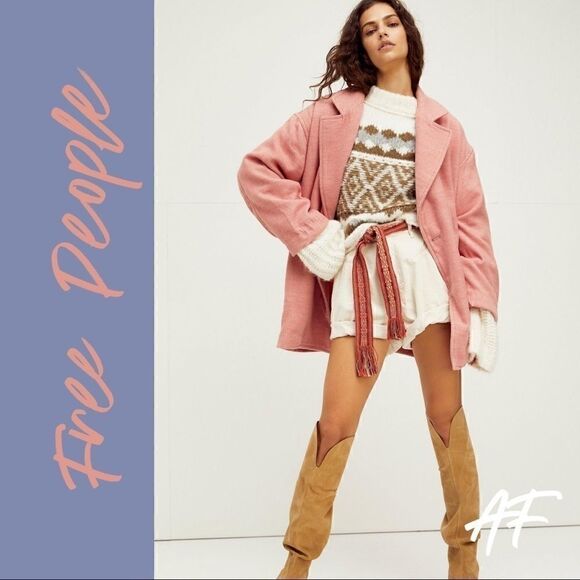 FREE PEOPLE DOUBLE BREASTED BLAZER IN PINK NEW - Picture 1 of 10